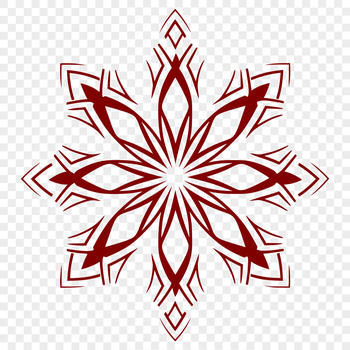 A delicate 2D illustration of a single snowflake with intricate details and symmetrical patterns.