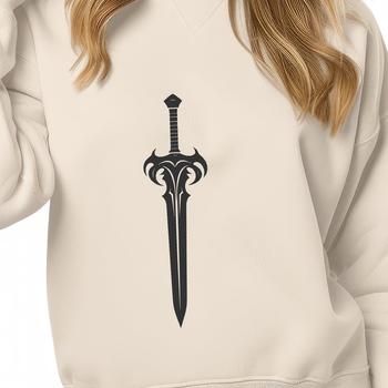 A vector graphic representation of a sharp-edged sword suitable for various creative applications.