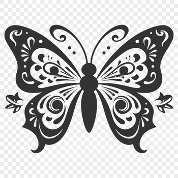 A detailed illustration of a butterfly's full body, featuring intricate patterns and colors.