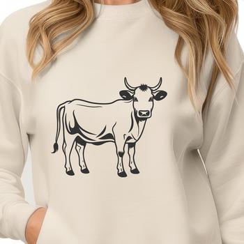 A detailed illustration of a cow's full body, suitable for vector design and cutting machine projects.