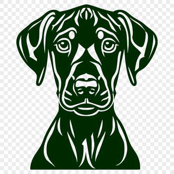 A high-quality vector illustration of a Doberman Pinscher's head.