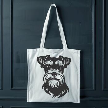 A detailed illustration of a Miniature Schnauzer's head with facial features.