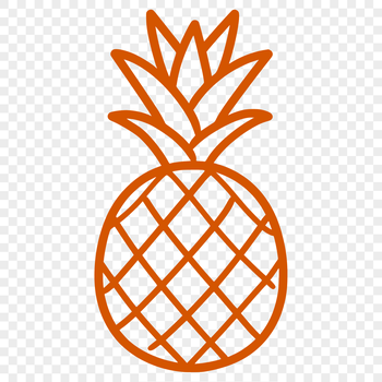 A simple line drawing of a pineapple, suitable for vector graphics and cutting machine designs.