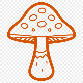 A simple line drawing of a mushroom, suitable for various uses including clip art and vector design.