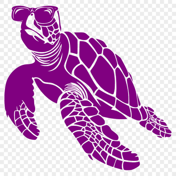 A detailed illustration of a full-body sea turtle in its natural habitat.