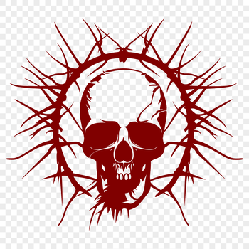A stylized skull design with intricate thorns, suitable for Halloween-themed graphics and designs.