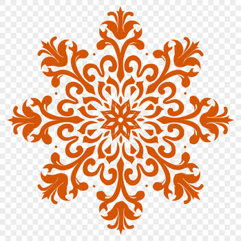 An intricate ornate snowflake design with delicate patterns and shapes, suitable for winter and Christmas-themed projects.