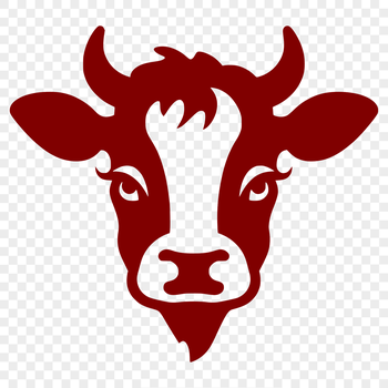 A single cow's head depicted in a simple vector design, suitable for various applications including print and digital use.