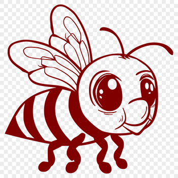 A detailed illustration of a bee in flight, showcasing its full body and wingspan.