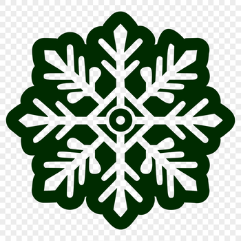 A delicate, intricate snowflake with six symmetrical arms, perfect for winter designs and Christmas decorations.