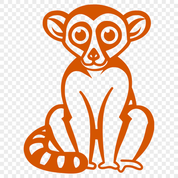 A simple line drawing of a full-body lemur in a vector format.