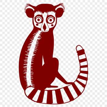 A full-body illustration of a lemur in a simple design style, suitable for graphic design and crafting purposes.