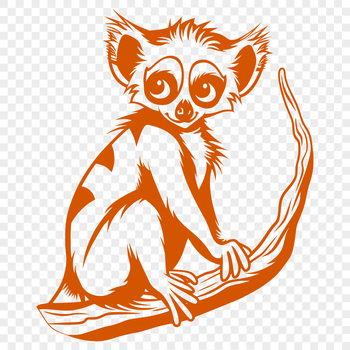 A detailed illustration of a lemur's full body, suitable for digital design and crafting projects.