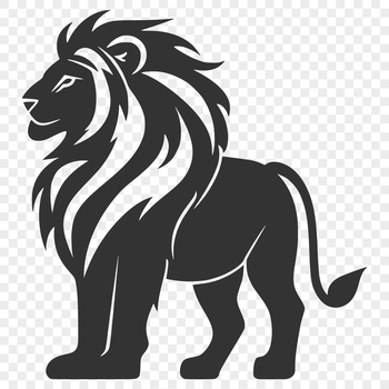 A detailed illustration of a lion in its natural stance, highlighting its majestic full body.