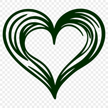 A stylized graphic representation of a heart shape.