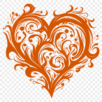 A stylized heart shape with intricate details and ornaments.