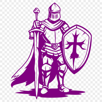 A medieval knight with armor and sword in full-body pose.