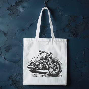 A stylized illustration of a motorcycle with sleek design lines and detailed features.