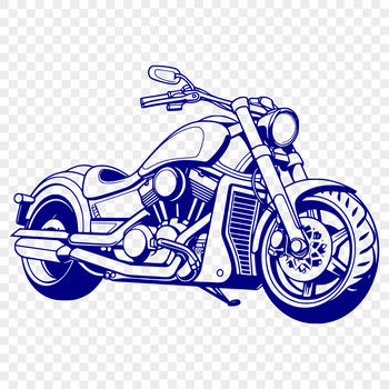 A vector representation of a motorbike with bold lines and minimal details.