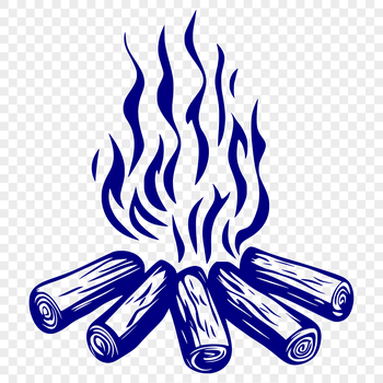 A vector illustration of a camp fire with flames and sparks, suitable for outdoor enthusiasts and designers.