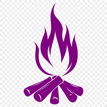 A stylized illustration of a campfire with flames, suitable for outdoor enthusiasts and vector art projects.
