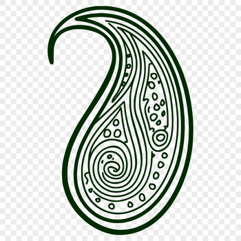 A detailed paisley shape with ornate patterns, suitable as clip art for various design applications.