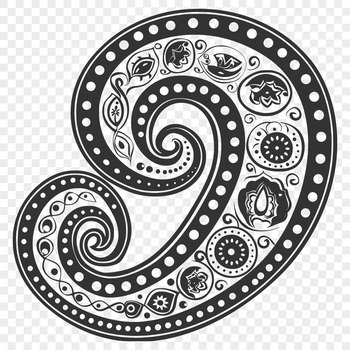 A stylized, ornate paisley pattern, suitable for use in digital design projects.