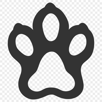 Vector illustration of animal paw print with details and textures.