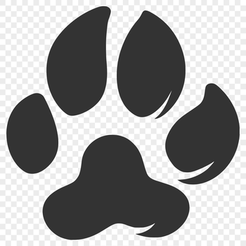 Animal paw print design with clear lines and simple shape for easy customization.