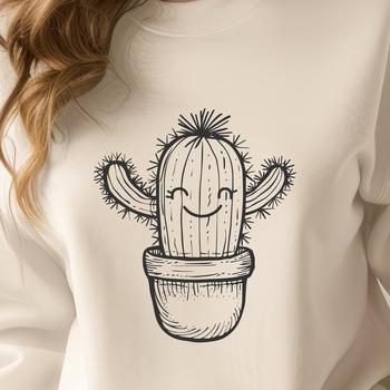 An SVG graphic representation of a desert-dwelling cactus plant in simple lines and shapes.