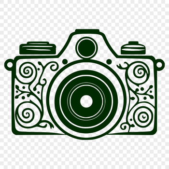 A high-quality camera with intricate design elements, suitable for vector graphics projects.
