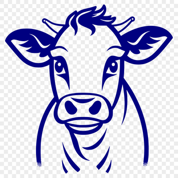 A high-quality illustration of a cow's head, suitable for use in various digital applications.