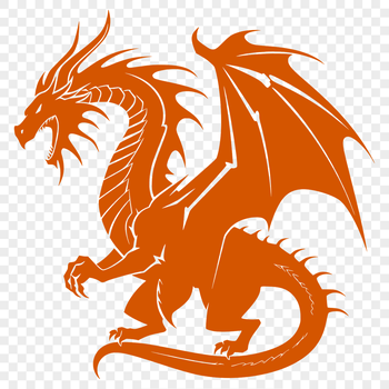 Illustrated mythical creature, a full body dragon design suitable for vector graphics.