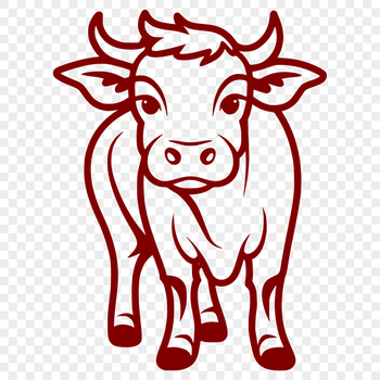 A full-body illustration of a cow, suitable for vector design projects.