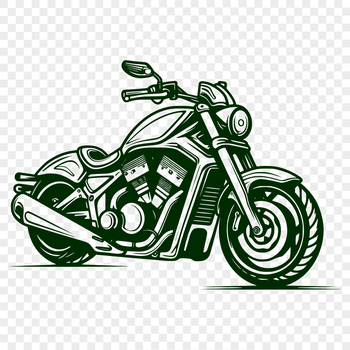 A stylized illustration of a motorcycle with sleek lines and curves.