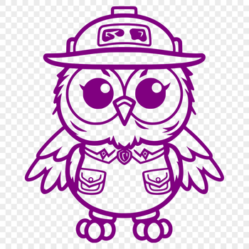 Vector graphic design featuring a small owl in detail from head to talons.