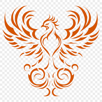 A detailed, full-body illustration of a mythical phoenix creature with intricate design elements.