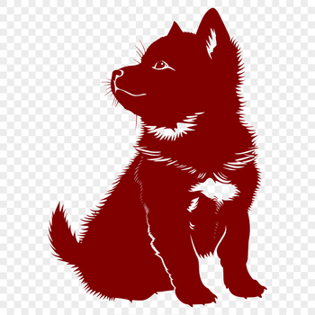 A full-body illustration of a sitting Shiba Inu dog with a compact body and fox-like features.