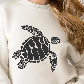 An SVG vector art representation of a sea turtle, ideal for use in various design projects and commercial applications.