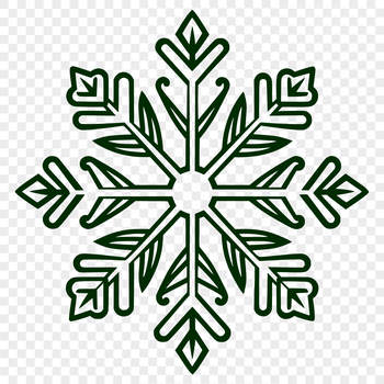 A delicate white snowflake with intricate details, suitable for winter and Christmas designs.