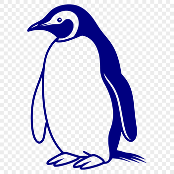 A full-body illustration of a penguin in various poses.