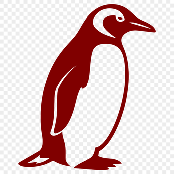 A full-body illustration of a penguin in a standing position.
