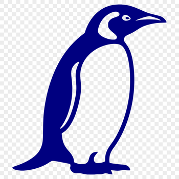 A simple line drawing of a full-body penguin, depicted as a sea creature.