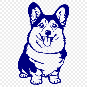 A full-body illustration of a Corgi sitting upright with realistic features.