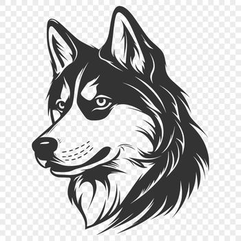 A digital illustration of a husky's head, created as vector art for various uses.