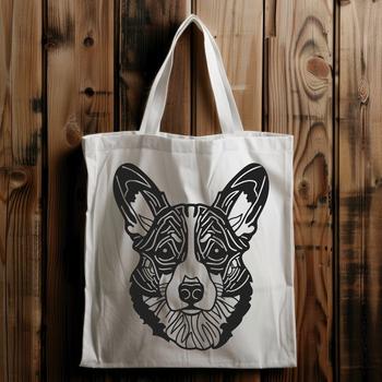 A vector illustration of a Welsh Corgi's head, suitable for digital editing in software like Illustrator or Procreate.
