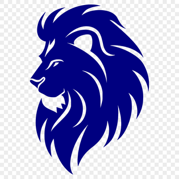 A detailed illustration of a lion's head with sharp fur texture and facial features.