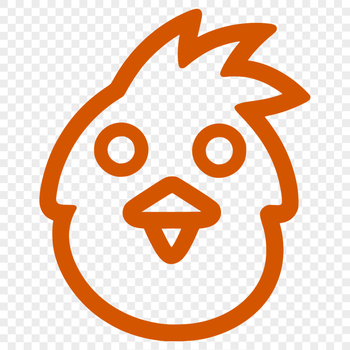 A simple line drawing of a chicken's head, depicted as a farm animal, suitable for various digital design applications.