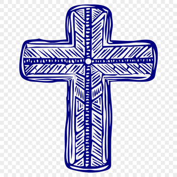 Religious symbol of a crucified Christ on an ornate cross in vector format.