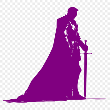 A detailed illustration of a medieval knight in full armor.